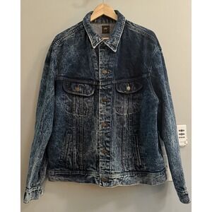 Lee Denim Trucker Jacket Jean Acid Stone Wash Vintage‎ USA Made Heavyweight 3XL